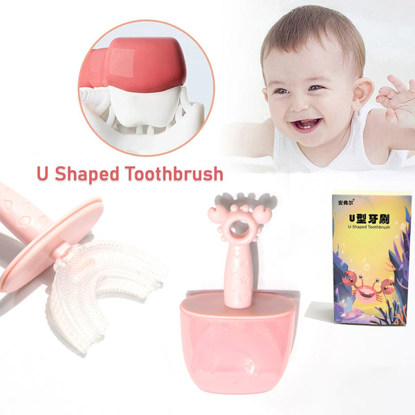 Kids U-Shaped Toothbrush – Silicone 360° Brush for 2-6 Years, Baby & Children Tooth Cleaning (1 Pc)