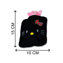 Black Hello Kitty Small Hot Water Bag With Cover For Pain Relief Neck Shoulder Pain And Hand Feet Warmer Menstrual Cramps.