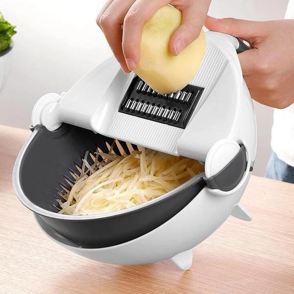 10-in-1 Vegetable & Fruit Cutter with Rotating Drain Basket