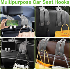 2-in-1 Leather Car Seat Headrest Hanger Hooks | Back Seat Storage Organizer for Bags & Purses (Pack of 2) Top Trendy Essentials