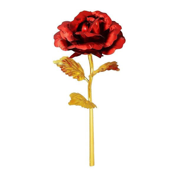 879 24k Artificial Golden Rosegold Red Rose With Gift Box (10 Inches)