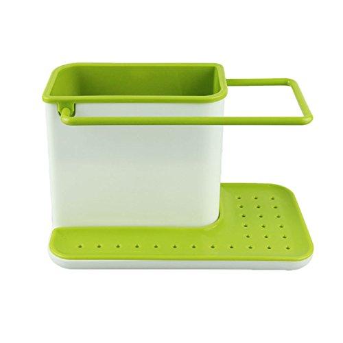 Plastic 3-in-1 Kitchen Sink Organizer Stand – Dishwasher Liquid Dispenser and Storage Solution