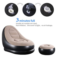 Inflatable Sofa Lounge Chair – Portable Flocking Air Sofa for Home, Office, Travel & Camping