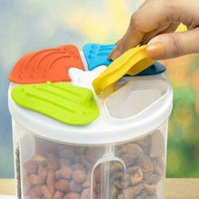 4-Section Airtight Transparent Plastic Food Storage Container for Organized Storage.