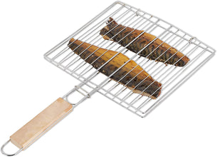 Kitchen Square Roaster Papad Grill – Barbecue Grill with Wooden Handle