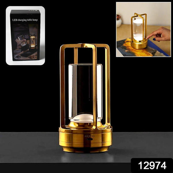 Crystal Lantern Table Lamp - 3-Color Rechargeable LED Light for Bedroom & Restaurant (1 Pc)