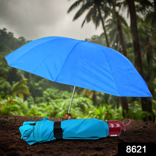 3-fold Sun Rain Protective Solid Foldable Umbrella (1 Pc Mix Color)