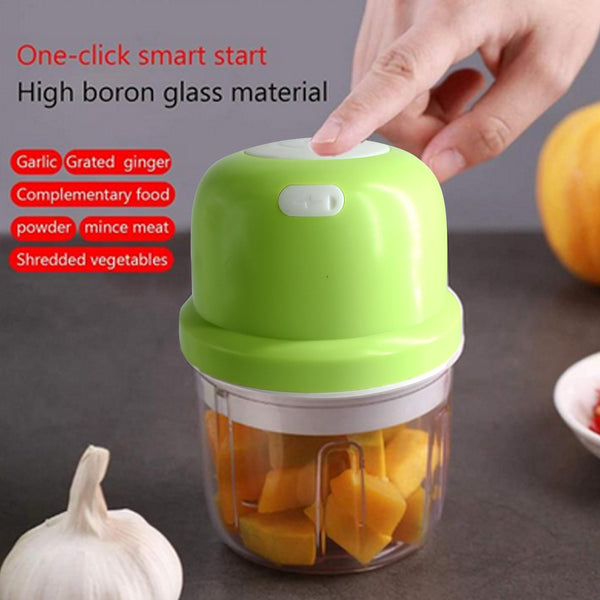 Portable USB Rechargeable Electric Chopper – Compact Fruit, Vegetable, Onion, and Garlic Cutter