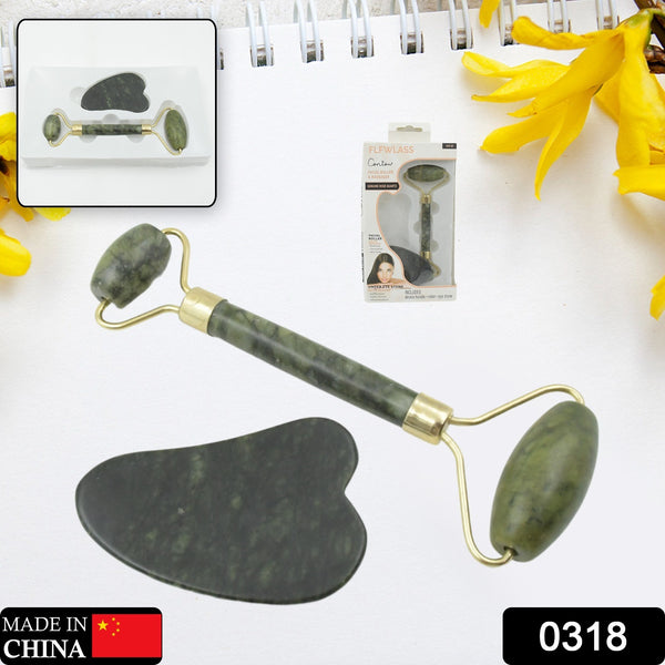 Gua Sha Stone and Anti-Aging Jade Roller Massager (0318)