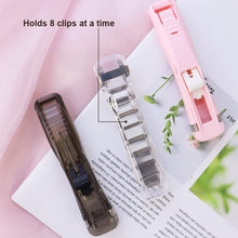 Portable Paper Clamp with 8 Clips – Handheld Paper Fastener Dispenser (1 Set)