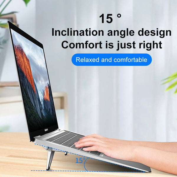 Mini Premium Metal Folding Portable Stand, Compatible with All Laptops, Keyboards, and Tablets