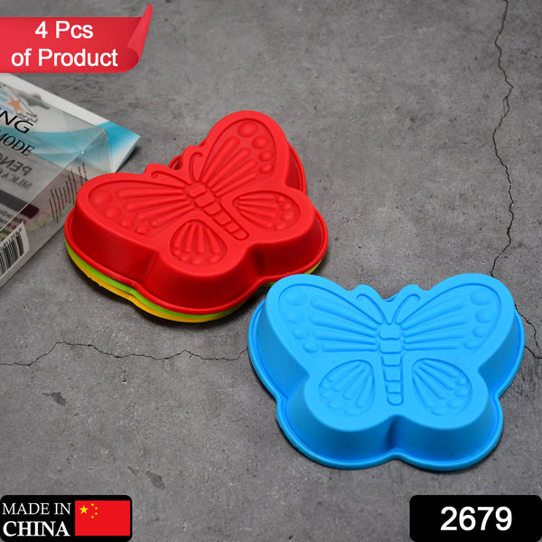 Butterfly Shape Silicone Cake Cup Liners - Muffin & Cupcake Cases, Oven/Microwave Safe, Pack of 4.