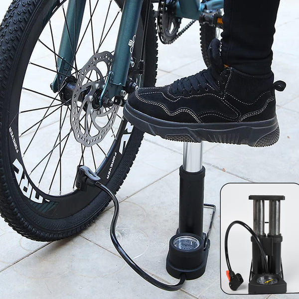 Portable Mini Bike Pump – Foot-Activated Bicycle Pump with Gauge