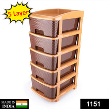 5-Tier Plastic Modular Drawer System – Multi-Purpose Storage Organizer (Brown)