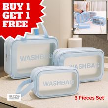 3-Piece Waterproof Transparent Travel Toiletry Bag Set - BUY 1 SET, GET 1 SET FREE! Wukusy