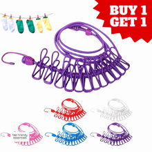 Elastic Clothesline with 12 Clips & Metal Hooks - BUY 1 GET 1 FREE Wukusy