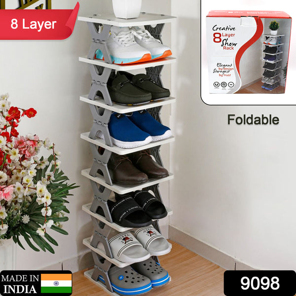 Smart Shoe Rack – 8-Layer Foldable Storage Organizer for Entryway, Collapsible Plastic Shoe Stand