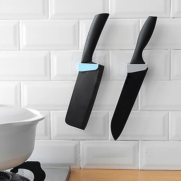 Punch-Free Wall-Mounted Knife Holder – Kitchen Storage Rack (1 Pc)