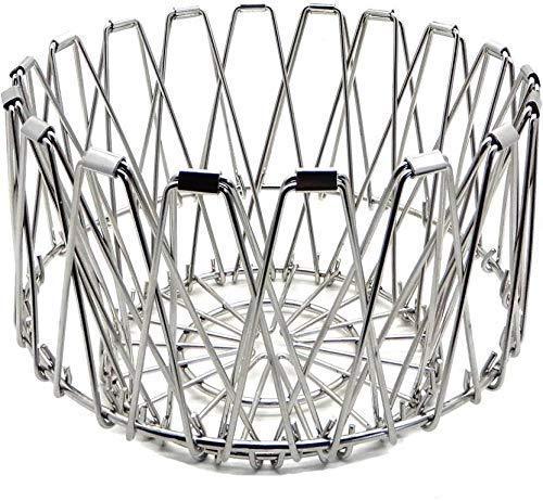 Multipurpose Fruit Basket – Stainless Steel Wire Foldable Bowl for Vegetables, Fruits, and Dining