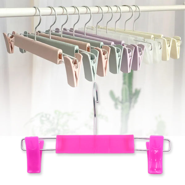 6142 Hanger Double Clip Trouser Rack Plastic Drying Rack Trouser Clip Wardrobe Storage Stainless Steel Rotating Hook Removable Clip (1 Pc)