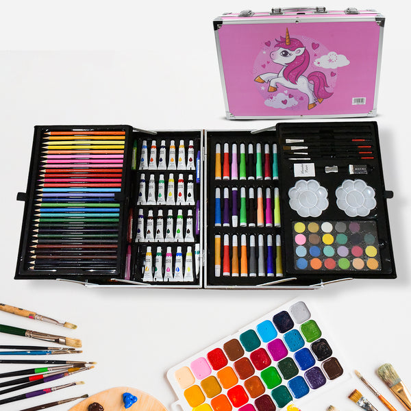 Professional Art Set – All-in-1 Drawing, Painting, Sketching, and Coloring Kit for Kids, Unicorn Design Case (145 Pcs Set)