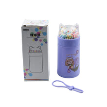 6953 Girl Glass Water Bottle For School With Kid Sparkle Strap Cat Lid Sequins Glitter Glass Cup Birthday Gift Children 350ml (Moq - 80 Pc)