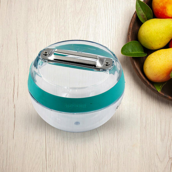 Multifunctional Round Shape Peeler with Container – Removable, Washable Storage Vegetable and Fruit Peeler for Kitchen (1 Pc, Mix Color)