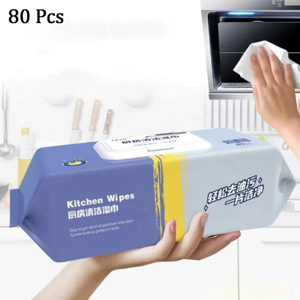 8220 Kitchen Cleaning Wipes  Strong Decontamination Kitchen Wipes  Disposable Kitchen Wet Wipes Household Cloth Towel For Removing Grease Stains And Cleaning Glass (Pack Of 80 Pcs)