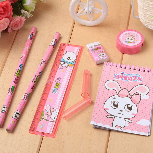 7958 8 In1 Mix Stationery Gift Set For Kids Stationary Set Including Pencil Ruler Rubber Pencil Sharpener Pencil Cover School Office Product Gift