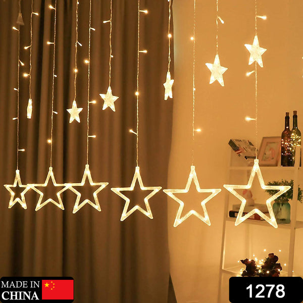 12 Stars Curtain String Lights – Window Curtain Lights with 8 Flashing Modes, Perfect for Festival Decorations