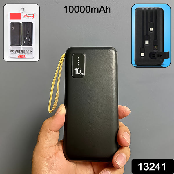 10000mAh 12W Fast Charging Power Bank with 4-in-1 USB Cable & Mobile Holder