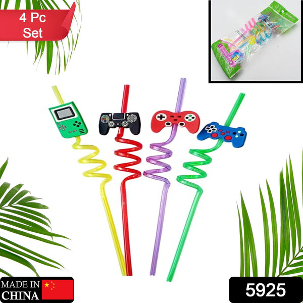 5925 Reusable Straws Are Perfect For Kids Summer Parties. Plastic Straws Reusable Drinking Straws With Cartoon Decoration For Kids Birthday Party Favorsnbspor Other Summer Celebration (4 Pc Set)