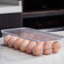 Plastic 18-Cavity Egg Storage Box – Rectangular Tray with Lid & Handles for Refrigerator (1 Pc)