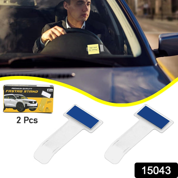 Windscreen Cardholder & Fastag Stand – Transparent Ticket Holder for Car (2 Pc Set)