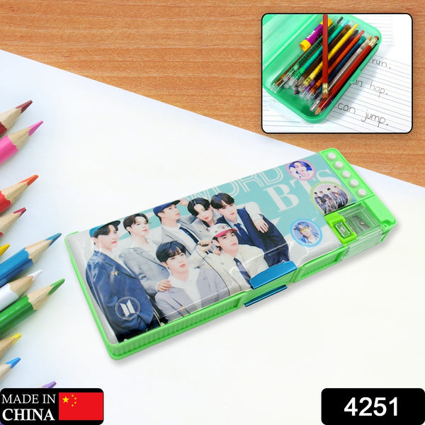 Multipurpose Compass Pencil Box – 2-Compartment Cartoon-Printed Case for Kids, Ideal for School and Birthday Gifts for Boys & Girls.