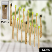 Bamboo Wooden Toothbrush Set – Soft Biodegradable Manual Toothbrushes for Adults and Kids (15 Pcs with Round Box)