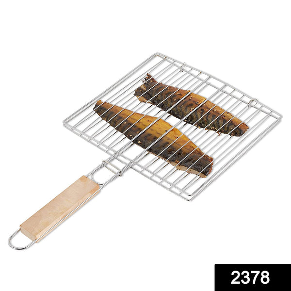 Kitchen Square Roaster Papad Grill – Barbecue Grill with Wooden Handle