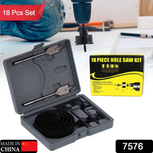 Drill Hole Cutter Kit - Carbon Steel Hole Saw for PVC, Plastic & Wood (18 Pcs Set)