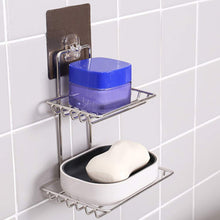 Kitchen and Bathroom Soap Storage Rack with 2 Hooks – Home Organizer for Soaps and Accessories