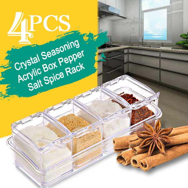 Acrylic Seasoning Box – Salt, Pepper & Spice Rack Organizer