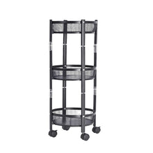 3-layer Round Metal Mesh Utility Storage Trolley With Wheels Wukusy