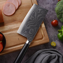 5735 Stainless Steel Chef Damascus Cleaver Vegetable Knife With Plastic Handle  Cover Multipurpose Use For Kitchen Or Restaurant (12 Inch)