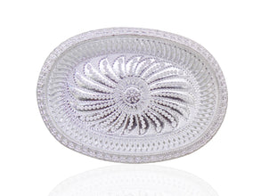 Multipurpose Oval Silver Gift Tray - Royal Design, Elegant Serving Tray for Special Occasions