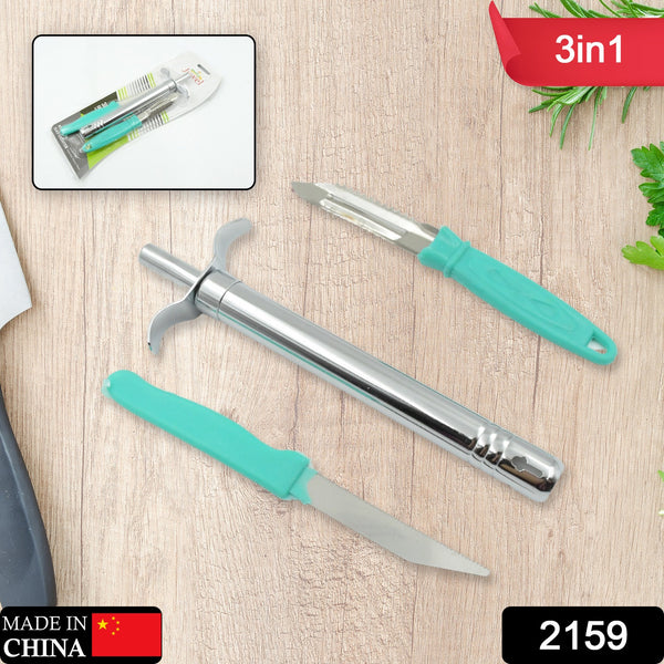 3-in-1 Kitchen Combo - Stainless Steel Lighter, Knife, and Peeler for Cooking and Food Prep