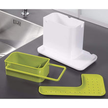 Plastic 3-in-1 Kitchen Sink Organizer Stand – Dishwasher Liquid Dispenser and Storage Solution