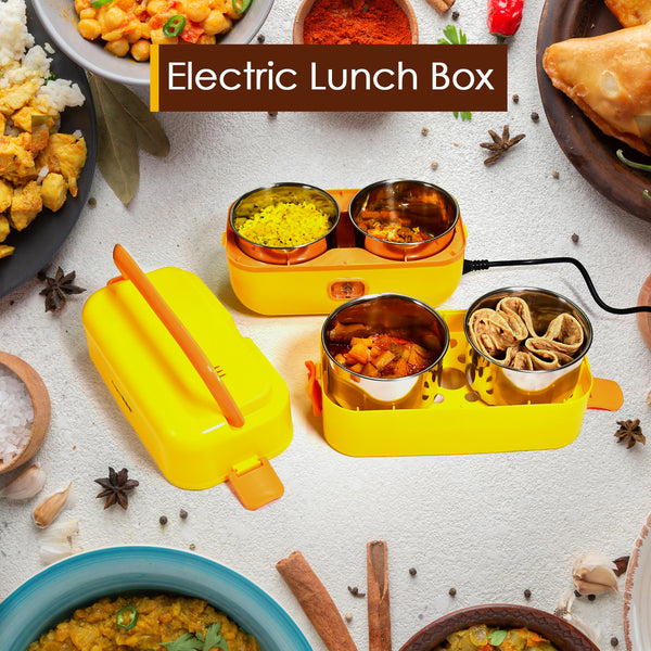 2-Layer Electric Lunch Box for Office - Portable Lunch Warmer with Removable Stainless Steel Containers