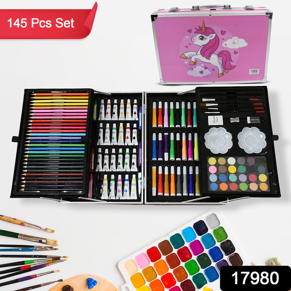 Professional Art Set – All-in-1 Drawing, Painting, Sketching, and Coloring Kit for Kids, Unicorn Design Case (145 Pcs Set)