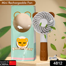 Portable Bear Style Handheld Fan Rechargeable Travel Home Office Use (Battery Not Included)