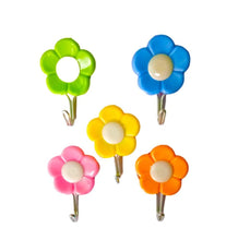 Plastic Self-Adhesive Hooks - Flower Shape Design, Pack of 5, Durable & Decorative Wall Mount