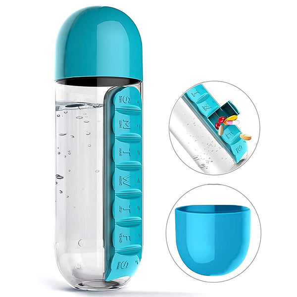 Pill & Vitamin Water Bottle – Multi-Functional for Traveling & Outdoor Use (600ml, Mix Color)